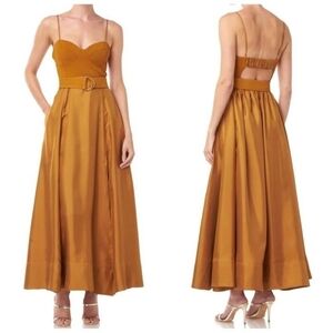 NWT Amur Tempest Belted Dress Silk Nutmeg Brown Size 6